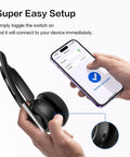 Connecting wireless headset with microphone to phone via USB dongle, showing one step auto connection for clear calls and meetings.