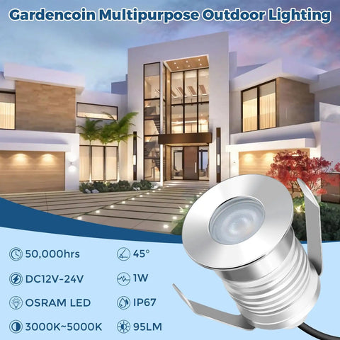 Heavy Duty Outdoor Recessed LED Lights For Soffit And Deck displayed with modern house background, 12 to 24V low voltage