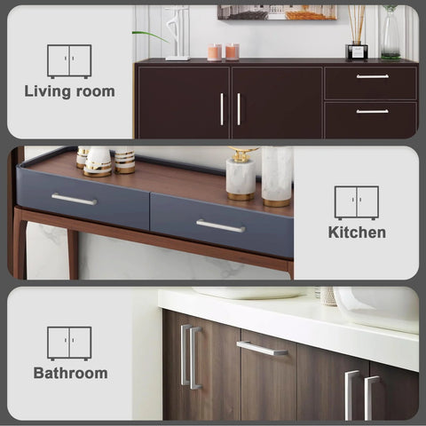30 Pack Brushed Nickel Stainless Steel Kitchen Cabinet Pulls With Square Corner Bar Handles in living room, kitchen, and bathroom