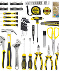 185 Piece Tool Set With General Household Hand Tool Kit And Toolbox Storage Case For Home Repair All In One Heavy Duty Durable Chrome Finish Anti Corrosive Steel Comfortable TPR Handles Comprehensive DIY Tools For Everyday Projects.