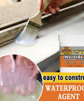 Heavy Duty Waterproof Sealant For Flat Metal Roof Gutters And Foundations That Kicks Leaks To The Curb and Rocks, applying with brush.