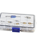 OCR 40pcs car A/C valve core kit in a clear case with blue latch and dual dismantling remover tool