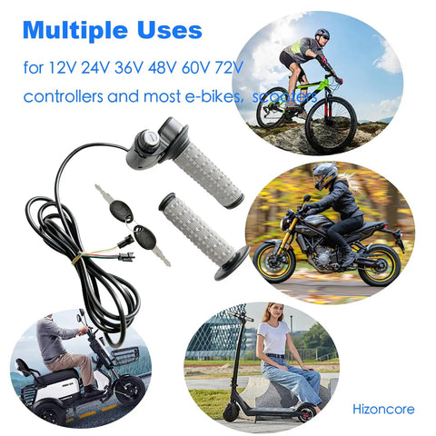 Full Twist Throttle For E Bikes And E Scooters Plug And Play 12V 72V Key Lock Pre Installed Grip Easy Install Ready Out Of The Box Wide Voltage Support Fits Most Models No Sweat