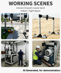 Portable Adjustable Aluminum Gantry Crane with 2 Ton Chain Hoist Built Tough for No Sweat Shop Lifting in varied environments.