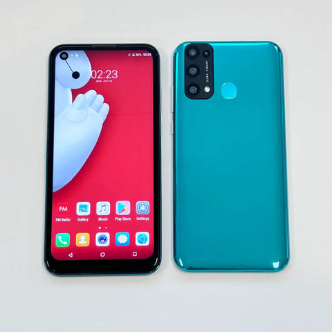 Unlocked 3G Android Smartphone Comes With Dual Sim And A Crisp 6.35 Inch Hd Display Suited For Frugal Hustlers Wanting To Stretch Every Buck Toss In Gigs Via Expansion Up To 128G Browse Web With Wifi Gps Snap Pics And Rock Emerald Green showing front and back in emerald green color.