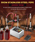 Pro Grade Liquid Filling Machine 1 To 100 Oz Bottle Filler with extended 30cm stainless steel pipe and foot pedal shown in winery