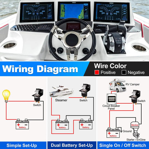 Beefy Heavy Duty Battery Disconnect Switch 12V 24V 36V With Lock Out Plate 500A Continuous 5000A Peak Safe Isolator For Car Boat RV Marine Off Grid Electrical System wiring diagram for boat, RV and dual battery setup