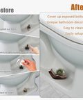 Before and after image showing Two Piece Ceramic Snail Toilet Bolt Covers Kicking Up Your Bathroom Vibe With A Super Smooth Push On Install Universal Fit.