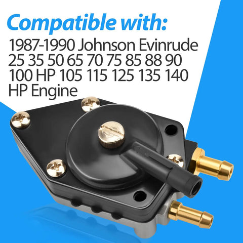 Outboard Fuel Pump Fits 25 35 50 65 70 75 85 88 90 100 HP And 105 115 125 135 140 HP Engines Replaces 385784 395712 398385 433390 High Quality Anti Corrosion Wear Resistant Plug And Play Bolt On Upgrade For Marine Outboard Motors