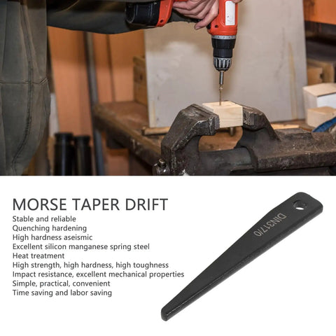 Pro Grade Drift Key For Taper Drill Chucks And Center Key, black Morse taper drift with DIN317 etching, black finish