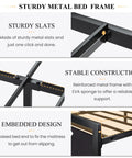 Sturdy features of the Kick Back On This Heavy Duty Queen Bed Frame With Modern Headboard And Black Steel Platform.