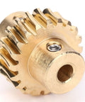 Close-up of Ten To One Bronze Wheel Gear Set For Industrial Robots with SAE 841 bronze gear showing gear teeth and axle opening.