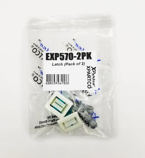 Two Pack Dryer Door Catch And Latch Kit packaged with label and barcode visible.