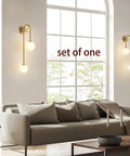 Dope Gold Double Ball Glass Wall Sconce Mid Century Modern Living Room Bedroom Hallway Light With Up Down Left Right Mount