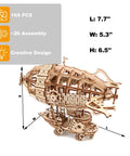 Steampunk Airship 3D Wooden Puzzle Kit With 169 Pieces For Teens And Adults A Dope STEM Brain Teaser And DIY Craft Buildable Model
