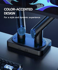 Heavy Duty Dual Monitor Arm For Ultrawide Screens 17 To 45 Inch Full Motion Tilt Swivel, color-accented base design.
