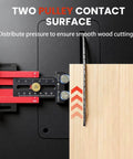 Boss Level Narrow Rip Table Saw Jig With Dual Pulleys For Precise Repetitive Narrow Strip Cuts in action on wood surface