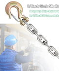 Heavy Duty Clevis Slip Hook With Safety Latch Three Eighths Inch For Grade 70 Transport Chain 4 Pack in action