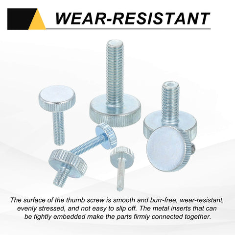 40 Pcs M3x6mm Flat Knurled Head Thumb Screws, Solid Iron, Heavy Duty, Fully Threaded Bolts Fasteners