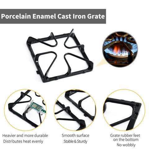 Replacement GE Stove Top Grates 8.4 x 8.46 Inches Cast Iron Matte Enamel 4 Pack Compatible With GE Burner Grates WB31K10034