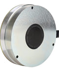 Golf cart motor brake, front view, for EZGO RXV 2008–2011, 48V, metal housing with black center cap