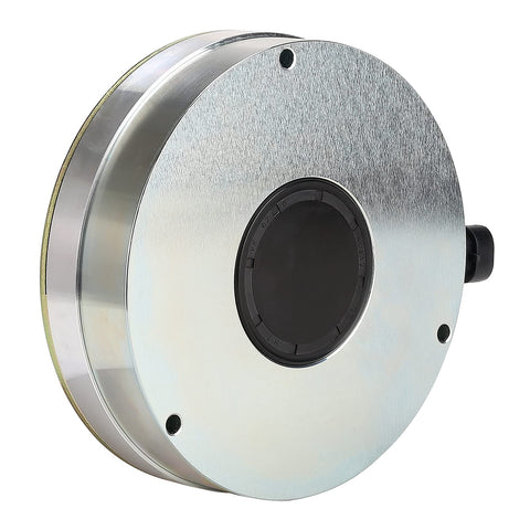 Golf cart motor brake, front view, for EZGO RXV 2008–2011, 48V, metal housing with black center cap