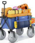 10 Inch Inflatable PU Balloon Wheels Beach Wagon, Beast Of A Heavy Duty Cart With 440 Lb Capacity loaded with beach gear