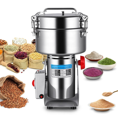 Heavy Duty Pro Grade Grain Mill With 3600W Motor, 36000 RPM, 2500g Capacity, Stainless Steel Build, 270 Degree Swing For Easy Operation