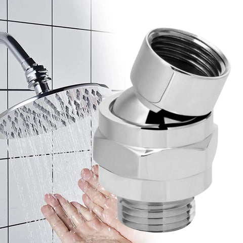 All Metal Swivel Ball Shower Head Adapter With Heavy Duty Adjustable Arm Extension Connector And Pivot Ball For Easy Angle Change Universal Shower Component Brass Build Rust Proof Silver, shower angle adapter