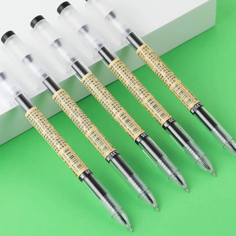 Japanese Style Gel Pens 0.35mm Extra Fine Point No Smudge Quick Dry For Journaling Planners And Thin Notebook Paper shown in a row