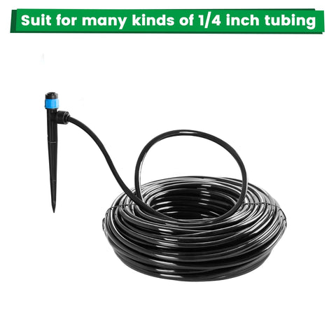 30-Piece Quick Connect Drip Emitter Set With Fan-Shaped Design, adjustable emitter attached to 1/4 inch tubing roll