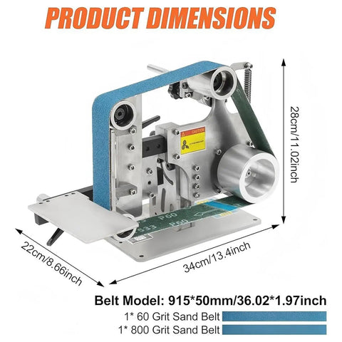 Heavy Duty 1X30 Belt Sander With Brushless Motor, 36 Inch Convertible Bench Grinder And Polisher, 1x60 and 1x800 grit sand belts.