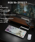 Slick Wireless Mechanical Gaming Keyboard With Roomy 75 Percent Tkl Build And Fresh Bamboo Top Plate Featuring Seamless Tri Mode Pairing Hot Swap Holes And Silky Pre Lubed Linear Switches For A Killer Typing Flow with RGB backlighting and customizable effects.