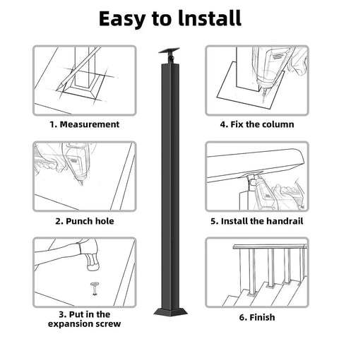 Easy installation guide for Rock Solid Square Stair Baluster Posts With 270 Degree Flex Metal Railing Spindles.