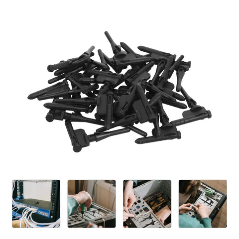 Thirty Piece Black Silicone Cooling Fan Mounting Screws For Pc Computer Case on a white background, showing elastic rubber design.