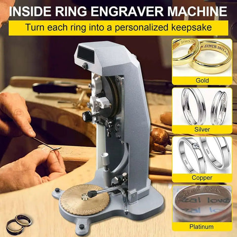 Pro Grade Inner Ring Carving Machine For Jewelers Boasts Sharp Diamond Tip Engraver And Secure Swiveling Jaws for engraving rings.