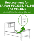 Superb Fit Crescent Nut And Threaded Pin Kit Hassle Free Replacement Hardware For Bedroom Frames Solid Steel Construction view with IKEA part numbers.