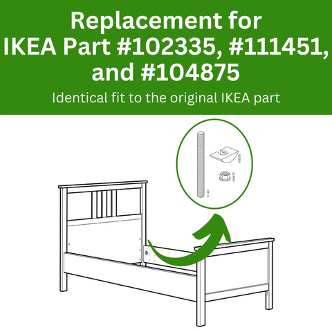 Superb Fit Crescent Nut And Threaded Pin Kit Hassle Free Replacement Hardware For Bedroom Frames Solid Steel Construction view with IKEA part numbers.