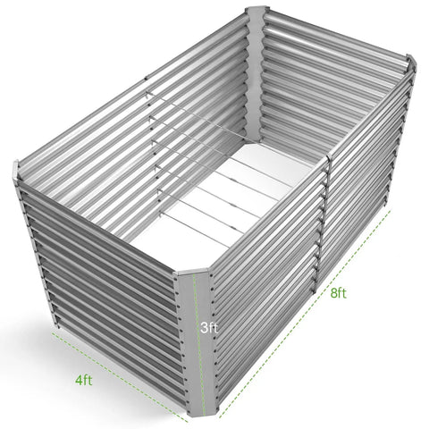 8x4x3ft Rectangular Galvanized Raised Garden Bed With Large Capacity Metal Planter Box For Outdoor Use Durable Deep Bed Stands 3ft Tall