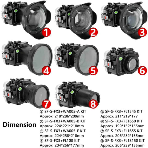 Underwater Housing For Sony FX3 And FX30 With WA005F 6 Inch Dome Port Kit 130ft Waterproof Case for Scuba Diving multiple views
