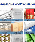 Wide range of applications showing heavy duty industrial inkjet printer on cables, metal, plastic, wood, cardboard, and PVC pipes.