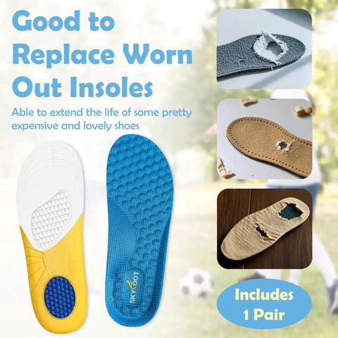 Durable Kids Insoles Replacement For Worn Shoes, Comfy Breathable Cut To Fit Inserts For Sneakers, Blue, Big Kids Size 3-6