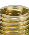 Self Tapping Thread Repair Inserts Kit For Furniture And Wood Carbon Steel 20Pcs M2 To M16 Inner M5x0.8 Outer M8x1.0 10mm Length No More Stripped Threads Heavy Duty Repair brass insert close-up