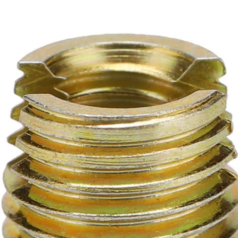 Self Tapping Thread Repair Inserts Kit For Furniture And Wood Carbon Steel 20Pcs M2 To M16 Inner M5x0.8 Outer M8x1.0 10mm Length No More Stripped Threads Heavy Duty Repair brass insert close-up