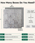 Mirror Glass Mosaic Tile Crystal Diamond Backsplash pack details with measurements and material specifications