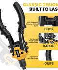 One Quarter Inch Pop Rivet Gun Kit With 200 Blind Rivets And Five Interchangeable Rivet Heads For Metal Auto And Gutters, showing handle design.