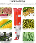 Adjustable Seed Depth Fertilizer Planter For Home Garden Handy Portable Handheld Seeder surrounded by various seeds and crops