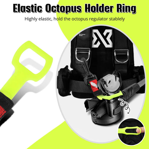 2 Pack Scuba Regulator Octopus Holder With Spring Clip Dive Flag Webbing And Silicone Ring Octopus Mouthpiece