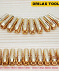 10 Piece Brass Collet Set For Dremel Rotary Tools Fits 0.5mm To 3.2mm Bits And 1/8 Inch Shank displayed on wooden surface