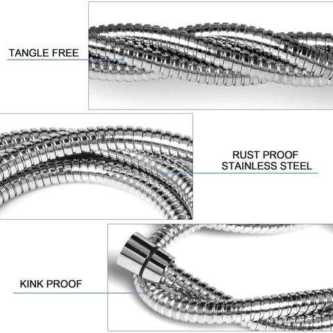 Extra Long 79 Inch Stainless Steel Shower Hose With Brass Inserts And Nut Flexible Chrome Finish Dual Head Design Corrosion Resistant
